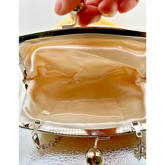 Women Rose Evening Cross-body Handbag Metal Top-handle Chain Strap 6" x9" - Picture 5 of 9